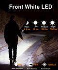 A person walking on a path at night using Angel Eyes E8 Keychain Flashlight 700 Lumens USB C Rechargeable EDC Light.