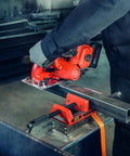Built Tough Cordless Circular Saw For Zero Sweat Cold Cutting Sheet Metal And Pipe No Spark Action Dang Precise Profiling up to 57mm depth cutting metal pipe.