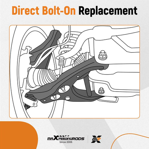 Direct Bolt-On Replacement schematic for Hella Durable Front Suspension Control Arm Kit For Ford Fusion Lincoln MKZ Mercury Milan.