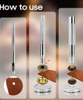Forty Premium Silver 17Mm Metal Snap Fasteners With Pro Grade Setting Tools for leather use demonstration with setting tools.