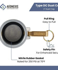 2 Pack 2 Inch Lightweight Cam Lock Fittings Type DC With Brass Handles, A380 Aluminum, Dust Cap for Water or Oil Flow Systems