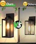Comparison of 12.8-inch and 9-inch Weatherproof Outdoor Wall Light Fixtures 2 Pack Modern Matte Black Sconces With Glass Shades.