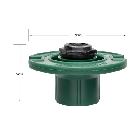 Smooth Operator Flush Head Sprinkler With Full Pattern Spray Nozzle for Landscape Irrigation, green plastic, 2.28in diameter, 1.31in height.