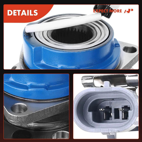 Close-up of front wheel hub bearing assembly with ABS sensor, 5-lug for Buick, Cadillac, Chevrolet, Oldsmobile, Pontiac 1991-1999