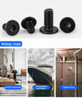 Fifty Pack Built Tough M3 X 8 mm Hex Socket Cap Bolts In 304 Stainless Steel With A Matte Black Finish on a white background.