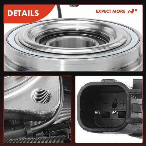 Close-up of Heavy Duty Front Wheel Bearing Hub Assembly For Ford F250 F350 Super Duty 4wd showing details and ABS connector.