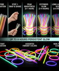 Image showing activation steps of 100 Count Glow Sticks Bulk Party Pack with 8 Inch Glow Bracelets and Connectors Assorted Colors.