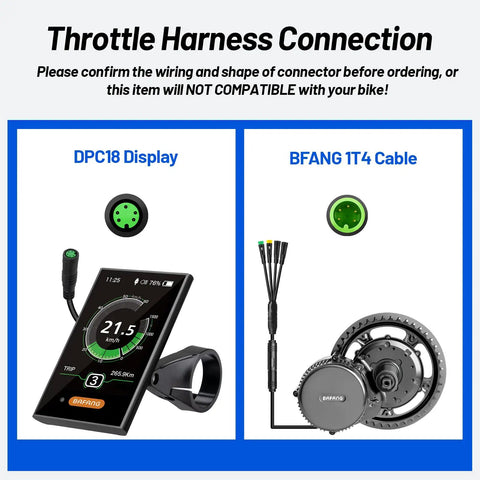 Ebike Display DPC18 For BBS01B BBS02B BBSHD UART Version Mid Drive Motor next to BAFANG 1T4 cable diagram