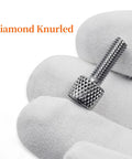 Heavy Duty Carbon Steel Knurled Thumb Screws For Rack Mount Hardware Quick Twist Installation No Sweat Setup Fits Tight Spaces M6X16 Chrome Plated 20 Pack Solid Gear in hand, showing diamond knurled design.