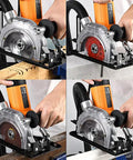 Kickass Adjustable Angle Grinder Bracket That Swivels Up To Forty Five Degrees And Cuts Up To Thirty Millimeters Deep For One Twenty Five Millimeter Discs And Quick Home Rig Setups in use, cutting wood with precision.