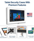 Heavy Duty Acrylic Security Case For Dell Latitude 12 2 In 1 Tablets With Easy Peasy Vesa Wall Mount Bracket side view with tablet.