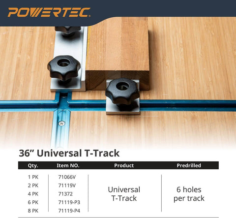 3 Inch T Track Intersection Kit With Predrilled Mounting Holes Do-It-All Universal T Track Accessories for Woodworking Jigs and Fixtures, 4-Piece Set installed on a wooden workbench showing extendable T-track arrangements.