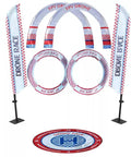 Drone Racing Obstacle Course Kit For Outdoor Practice with flags, hoops, and arches for FPV racing.