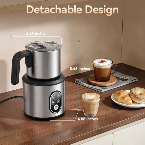 Barista Quality Home Milk Frother And Warmer With Heating Function Four In One Hot And Cold Foam Maker 24 oz on kitchen counter