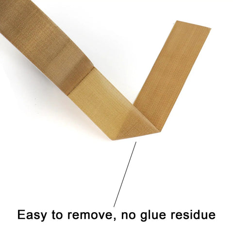 1 Inch By 33 Feet High Temp PTFE Coated Glass Cloth Tape 0.18mm Thick For Vacuum Sealers, angled view showing adhesive surface
