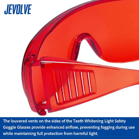 Close-up of Premium Pro Grade Dental Laser Safety Goggles Blocking UV And Led Rays with vents for airflow and anti-fog safety features.