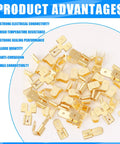 All In One 36 Pcs Electrical Quick Splice Wire Terminals Kit with visible gold tabs, showcasing high conductivity and corrosion resistance.
