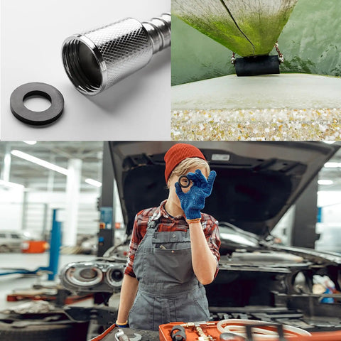 24 Piece Super Rugged Rubber Spacers Anti Vibration Mounts Heavy Duty Shock Absorbing Bushings shown with tools and in use.