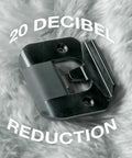 Decorative Door Silencer Strike Plate for 20 decibel reduction, black rubber, designed to minimize loud latch sounds.