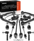 Drop Dead Reliable 13 Piece Front Suspension Overhaul Kit Featuring Bulletproof Upper Control Arms And Rock Solid Sway Bar Links For Chevy Silverado And Gmc Yukon with assorted components.