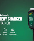 12V Smart Battery Charger And Maintainer For Powersports Riders Straight Up Restoration Of Motorcycles Atvs And Utv Batteries, compact design mounted on a wall.