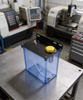 Sileduove 3L CNC Machine Lubrication Water Box With Built In Filter Oil Tank For Lathe Milling Drill Efficient Cooling System 210X128X180mm on workshop table.