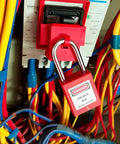 Lockout Tagout Kit With Ten Padlocks And Tags Key Alike One Through Ten OSHA Safety Locks In Durable Steel secured on device