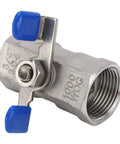 Rock Solid 3/4 Inch Stainless Steel Ball Valve With Female Thread Pipe Fitting For Water And Gas Lines Built Tough Daily Driver 304 Corrosion Resistant Heavy Duty Plumbing Hardware Easy Turn Handle, side view.