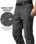 Men's Stretch Tactical Pants Waterproof Ripstop Cargo Pants for Hiking Work and Outdoor Adventures water-resistant demonstration