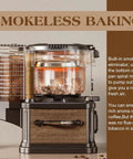 Home And Cafe Coffee Bean Roaster With Eight Heat Settings Dead Quiet Operation Precise Temperature Control Automatic Chaff Removal And Built In Triple Layer Safety Lock For Smooth Daily Brews showcasing smoke eliminator and coffee beans.