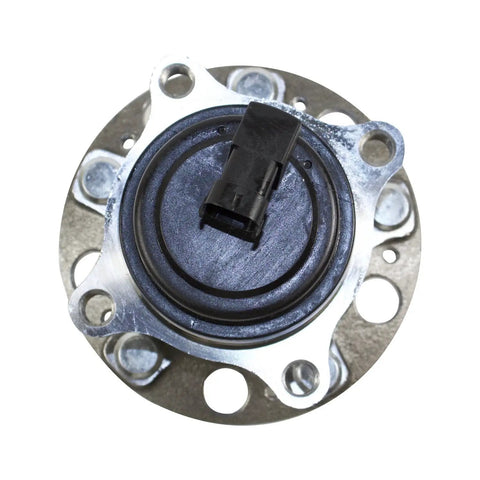 Built Tough Wheel Bearing Hub Assembly With OE ABS Sensor Plug And Play Replacement, circular steel hub with ABS wiring.