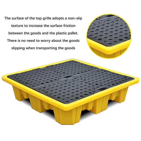 Oil Spill Containment Tray For Garage And Shop, Anti Slip Polyethylene Platform, Modular Leakproof Pallet For Paint Buckets