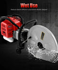 High Output 52Cc Gas Cut Off Saw Cracks Asphalt Like A Warm Knife Through Butter Utilizing 1400 Watt Motor And 1800 Rpm Speed Plus Wet Disk Design for concrete cutting.