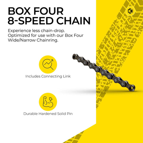 Box Four 8-speed chain with connecting link and durable hardened solid pin for 8 Speed Multi Shift Mountain Bike Groupset Beefed Up Kit