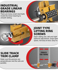 Close-up of industrial grade linear bearings and lifting ring screws in the No Sweat Door Lock Installation Kit for easy mortising.