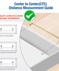 Center to Center measurement guide for Top Notch Polished Brass Cabinet Pulls Rock Solid Drawer Handles installation.