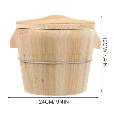Hand Polished Cedarwood Rice Steamer Bucket With Secure Snap Fit Lid And Removable Bottom No Hassle Cleanup For Batch Cooks And Real Deal Kitchen Staples, dimensions 24cm x 19cm.