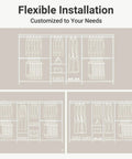 Flexible installation guide for Heavy Duty Expandable Clothes Rack And Wardrobe Closet Organizer With Adjustable Multi Tier Shelves.