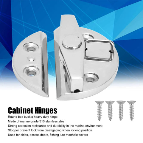 No Nonsense 316 Stainless Steel Boat Hatch Latch Marine Grade Heavy Duty Twist Catch With Stopper detailed view with screws.