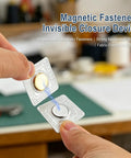 Hidden Magnetic Sewing Snaps 1.18-Inch Hella Strong and Low Profile for DIY Clothing Fixes, showcasing magnetic fasteners in hand.