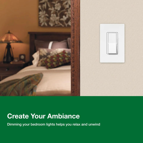 Smooth Dimmable Light Switch For LED Halogen And Incandescent Bulbs 150 Watt Single Pole Or 3 Way DVCL153PBL Black