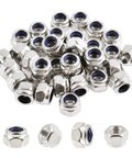 30Pcs M3 Hex Lock Nuts Nylon Insert Stainless Steel 304 Self Locking Nuts with blue inserts for car mods and builds.