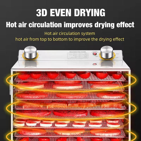 400 Watt Professional Electric Food Dehydrator With Adjustable Thermostat And Timer, No Fuss Stackable Steel Racks drying fruits and veggies