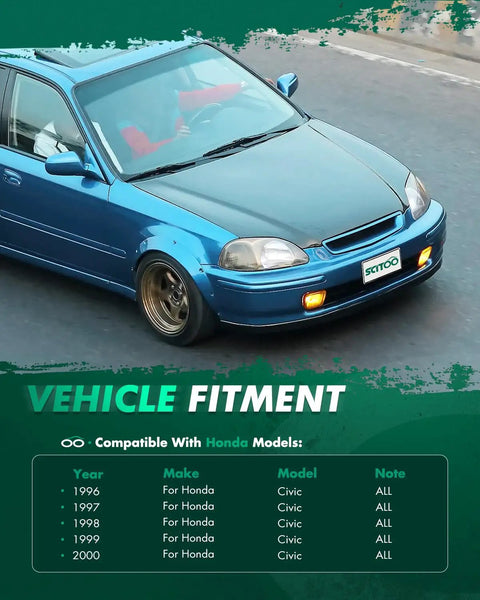 Front Upper Adjustable Suspension Control Arms Whip Upgrade For Honda Civic 1996 97 98 99 00, blue Honda Civic driving.
