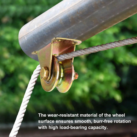 2 Inch V Groove Steel Casters Heavy Duty Gate Roller Kit 330 Lb Load Rating close-up view with wear-resistant wheel and bracket.