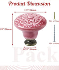 Vintage Rose Red Ceramic Kitchen Cabinet Knobs 16 Piece Set With Solid Zinc Alloy Base slick porcelain glaze, 1.3" wide, detailed floral design.
