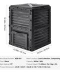 Garden Compost Bin 80 Gallon Large Outdoor Composter With Top Lid And Bottom Door BPA Free Lightweight And Easy To Assemble Four Sided Ventilation