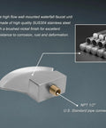 High Flow Tub Spout Wall Mounted Waterfall Faucet Filler For Bathroom Sink And Tub Shower With Diverter Brushed Nickel Finish