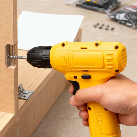 Lightweight Cordless Drill And Screwdriver Set Built For Real Deal Weekend Renos With Antislip Grip and Nitty Gritty Power in action.
