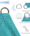 Equilateral Triangle Sun Shade Sail 8 Ft by 8 Ft by 8 Ft For Patio Backyard Garden Outdoor Living UV Block Breathable Fade Resistant Canopy Shade Cover Turquoise with durable D-ring and nylon rope